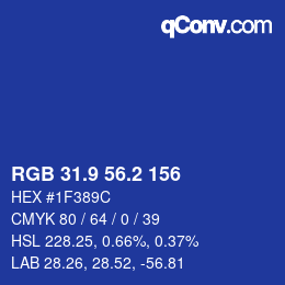 カラーコード: RGB 31.9 56.2 156 | qconv.com
