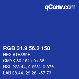 カラーコード: RGB 31.9 56.2 158 | qconv.com