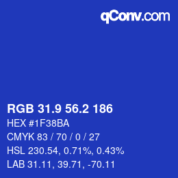 カラーコード: RGB 31.9 56.2 186 | qconv.com