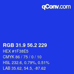 カラーコード: RGB 31.9 56.2 229 | qconv.com