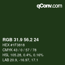カラーコード: RGB 31.9 56.2 24 | qconv.com