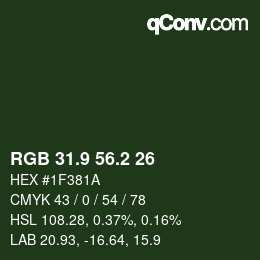 カラーコード: RGB 31.9 56.2 26 | qconv.com