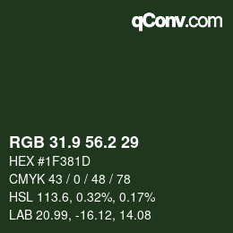 Farbcode: RGB 31.9 56.2 29 | qconv.com