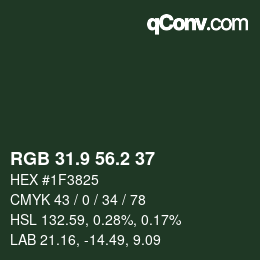 カラーコード: RGB 31.9 56.2 37 | qconv.com