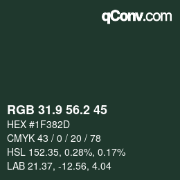 Color code: RGB 31.9 56.2 45 | qconv.com