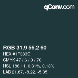 Color code: RGB 31.9 56.2 60 | qconv.com