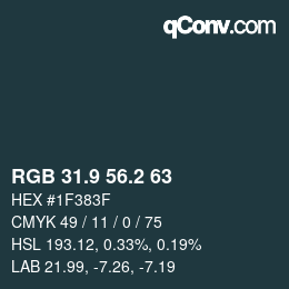 Farbcode: RGB 31.9 56.2 63 | qconv.com