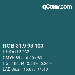 カラーコード: RGB 31.9 93 103 | qconv.com