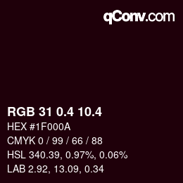 カラーコード: RGB 31 0.4 10.4 | qconv.com