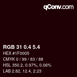 カラーコード: RGB 31 0.4 5.4 | qconv.com