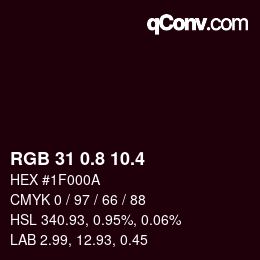 カラーコード: RGB 31 0.8 10.4 | qconv.com