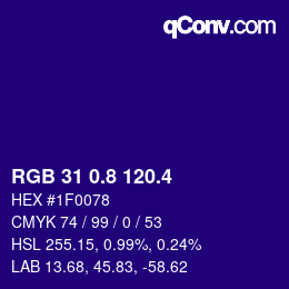 カラーコード: RGB 31 0.8 120.4 | qconv.com