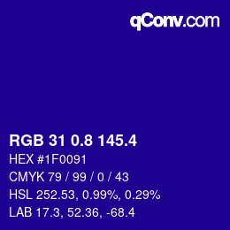 カラーコード: RGB 31 0.8 145.4 | qconv.com