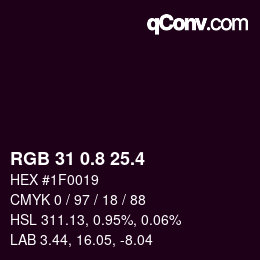 カラーコード: RGB 31 0.8 25.4 | qconv.com