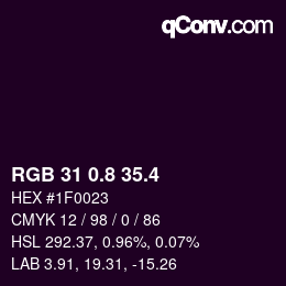 カラーコード: RGB 31 0.8 35.4 | qconv.com