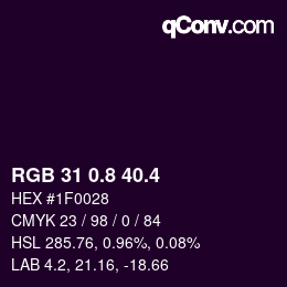 カラーコード: RGB 31 0.8 40.4 | qconv.com