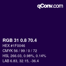 カラーコード: RGB 31 0.8 70.4 | qconv.com