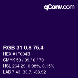 カラーコード: RGB 31 0.8 75.4 | qconv.com
