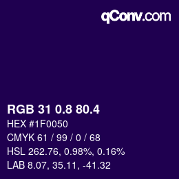 カラーコード: RGB 31 0.8 80.4 | qconv.com