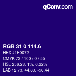 カラーコード: RGB 31 0 114.6 | qconv.com