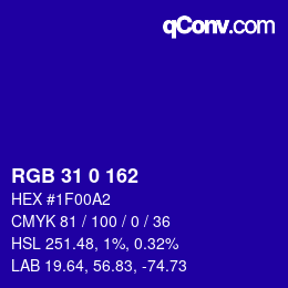 Color code: RGB 31 0 162 | qconv.com