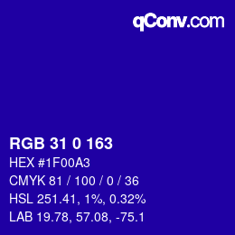 Color code: RGB 31 0 163 | qconv.com