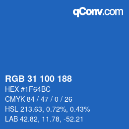 Color code: RGB 31 100 188 | qconv.com