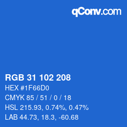 Color code: RGB 31 102 208 | qconv.com