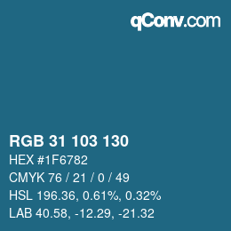 カラーコード: RGB 31 103 130 | qconv.com