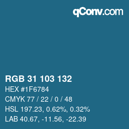 Color code: RGB 31 103 132 | qconv.com