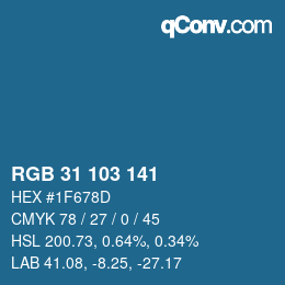 Color code: RGB 31 103 141 | qconv.com