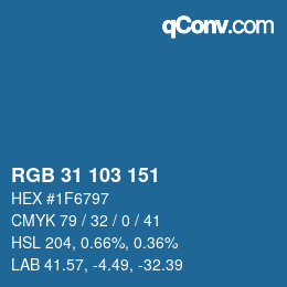 カラーコード: RGB 31 103 151 | qconv.com