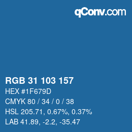 Color code: RGB 31 103 157 | qconv.com