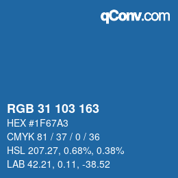 Color code: RGB 31 103 163 | qconv.com