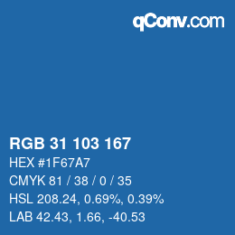 Color code: RGB 31 103 167 | qconv.com