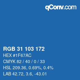 Color code: RGB 31 103 172 | qconv.com