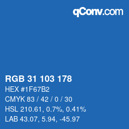 Color code: RGB 31 103 178 | qconv.com