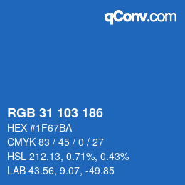 Color code: RGB 31 103 186 | qconv.com