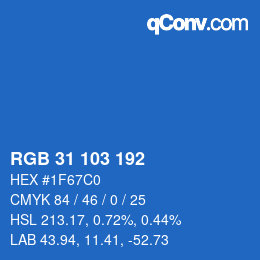 Color code: RGB 31 103 192 | qconv.com