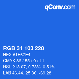 カラーコード: RGB 31 103 228 | qconv.com