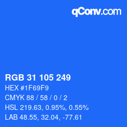 Color code: RGB 31 105 249 | qconv.com