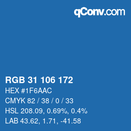 Color code: RGB 31 106 172 | qconv.com