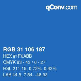 Color code: RGB 31 106 187 | qconv.com