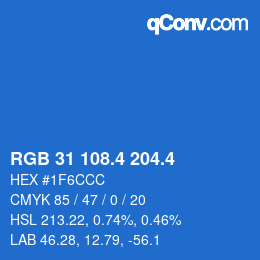 カラーコード: RGB 31 108.4 204.4 | qconv.com