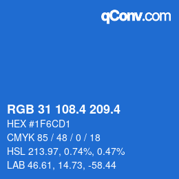 カラーコード: RGB 31 108.4 209.4 | qconv.com