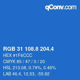 カラーコード: RGB 31 108.8 204.4 | qconv.com