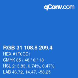 カラーコード: RGB 31 108.8 209.4 | qconv.com
