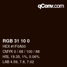 カラーコード: RGB 31 10 0 | qconv.com