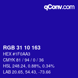 カラーコード: RGB 31 10 163 | qconv.com