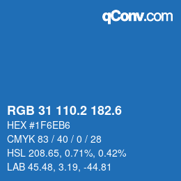 カラーコード: RGB 31 110.2 182.6 | qconv.com